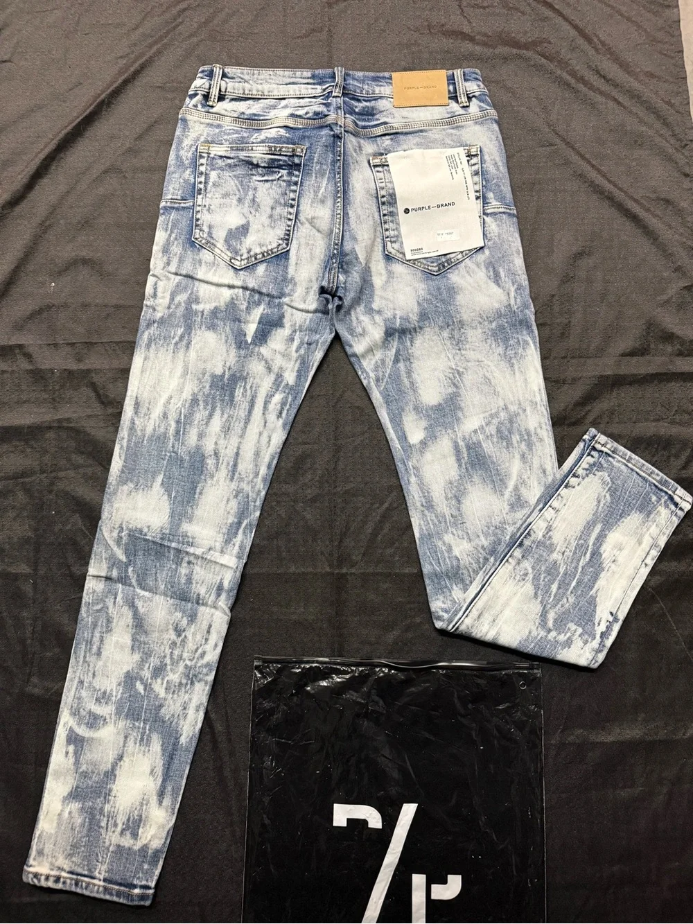 Bleach-Effect Blue Mens Jeans - Brand